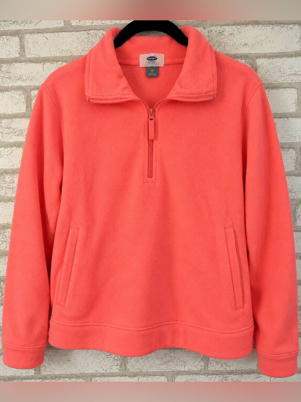 Old Navy Women's Fleece Quarter Zip Pullover Sweater Coral Orange M